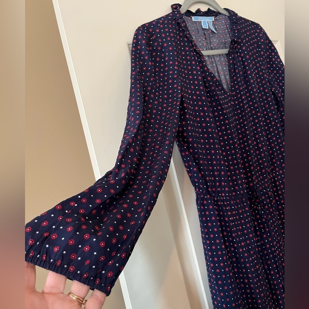 Draper James Navy with Red Flower Polka Dots Dress, Rayon Women’s size Small - Picture 9 of 15